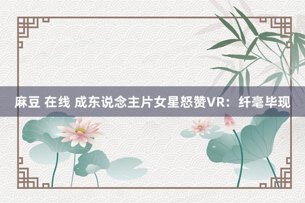 麻豆 在线 成东说念主片女星怒赞VR：纤毫毕现