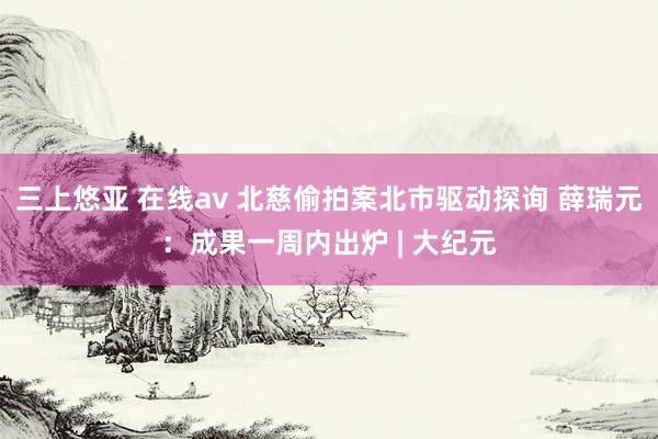 三上悠亚 在线av 北慈偷拍案北市驱动探询 薛瑞元：成果一周内出炉 | 大纪元