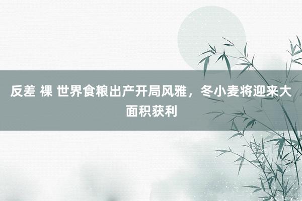反差 裸 世界食粮出产开局风雅，冬小麦将迎来大面积获利